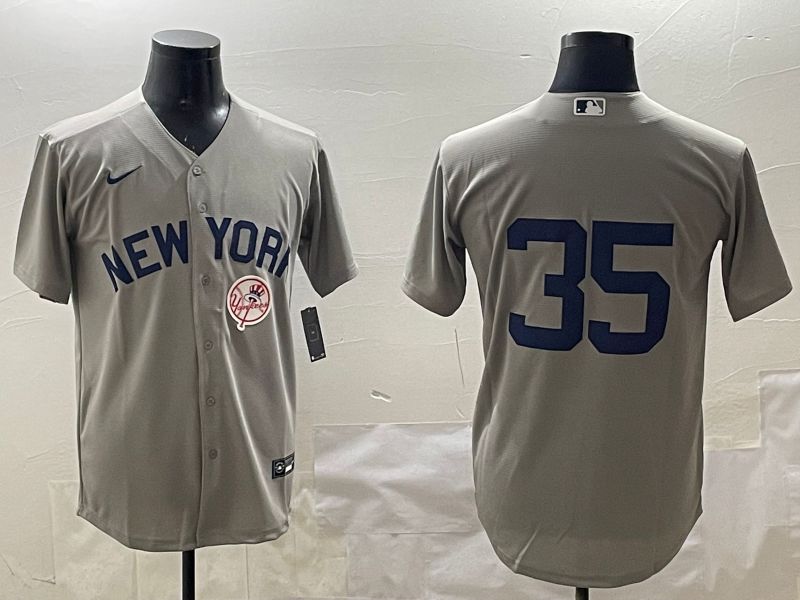 Men New York Yankees 35 No Name Grey Game 2025 Nike MLB Jersey style 3165